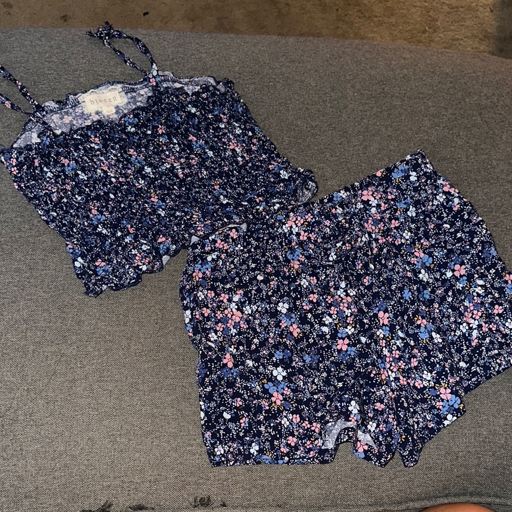 Matching set! Navy and Pink Floral